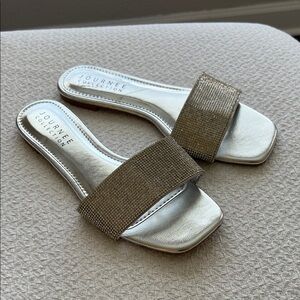 Journee Collection Metallic Slide Sandals